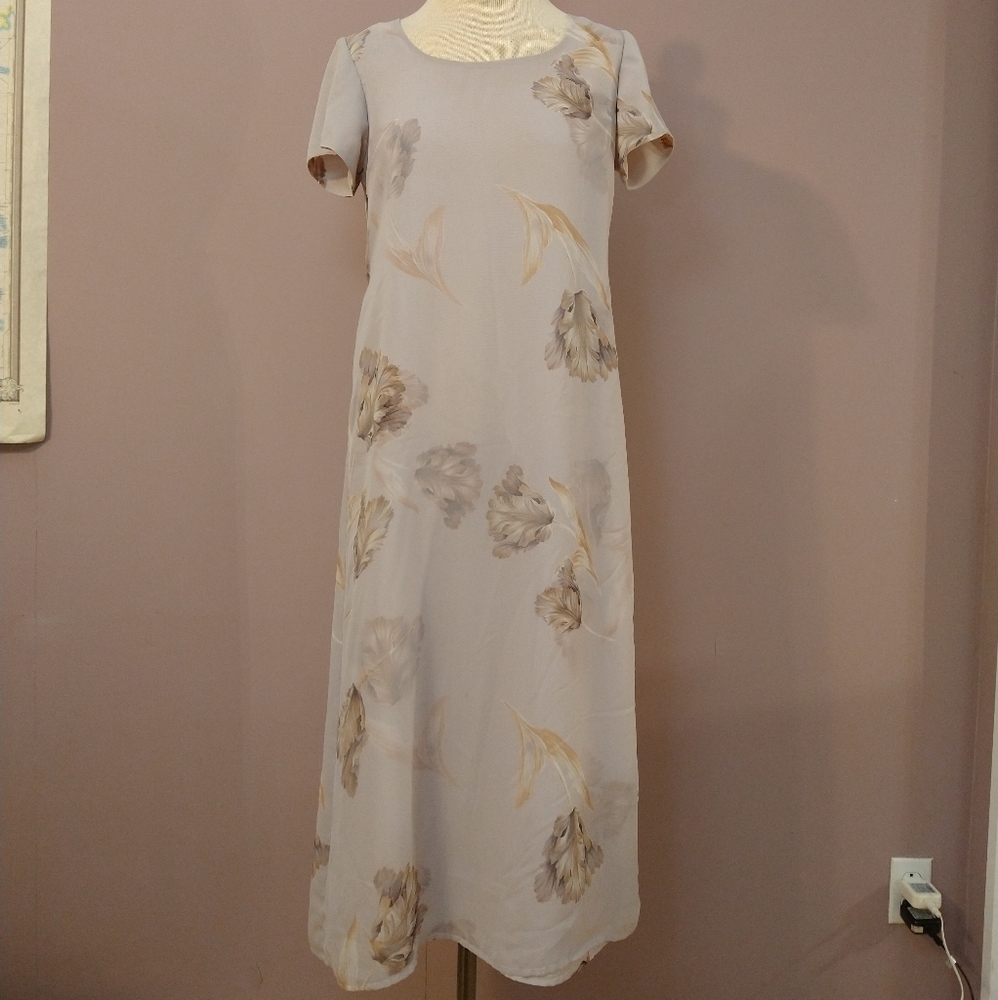 Vintage Y2K Jessica Howard Lavender Floral Chiffon Maxi Dress Medium